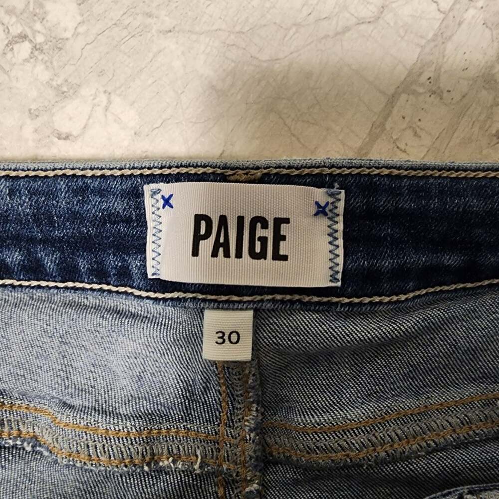 PAIGE Brigitte High Rise Slim Boyfriend Distressed Denim Jeans Size 30 - Picture 4 of 12